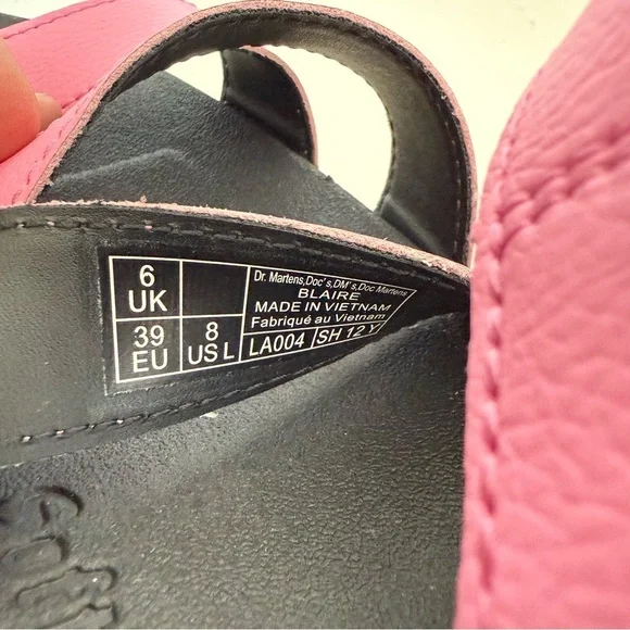 NEW DR MARTENS Pink Leather Blaire Sandals Size EU 39 US 8 - Picture 8 of 8